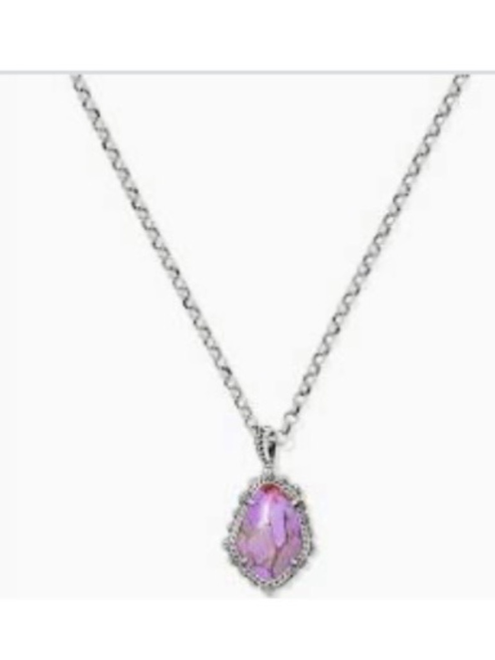 Kendra Scott Yellow Rose Ellery Vintage Silver Pendant(Veined Violet Magnesite)